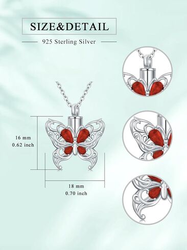 Cremation Necklace for Ashes 925 Sterling Silver Pet Paw/Butterfly Memorial Cremation Keepsake Pendant Jewelry Women Keepsake Bereavement Gift in Saudi Arabia