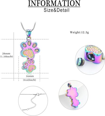 Paw Print Urn Necklace for Ashes Stainless Steel Double Dog paws print Cremation Jewelry for Ashes Urn Necklace Keepsake Jewelry for Pet/Dog's/Cat's Ashes Pendant Memorial Gifts for Man/Women in Saudi Arabia