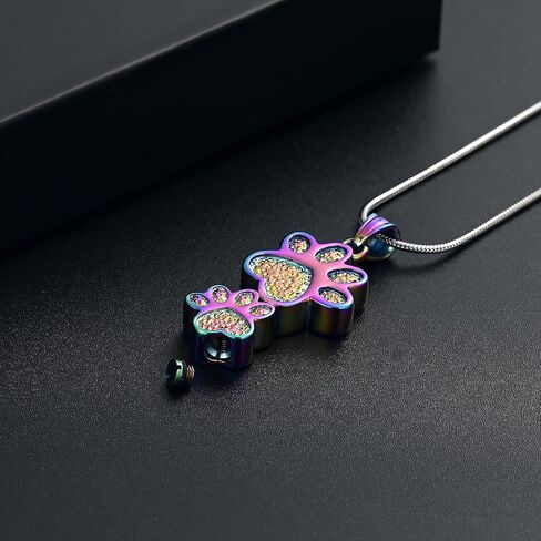 Paw Print Urn Necklace for Ashes Stainless Steel Double Dog paws print Cremation Jewelry for Ashes Urn Necklace Keepsake Jewelry for Pet/Dog's/Cat's Ashes Pendant Memorial Gifts for Man/Women in Saudi Arabia