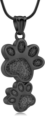 Paw Print Urn Necklace for Ashes Stainless Steel Double Dog paws print Cremation Jewelry for Ashes Urn Necklace Keepsake Jewelry for Pet/Dog's/Cat's Ashes Pendant Memorial Gifts for Man/Women in Saudi Arabia