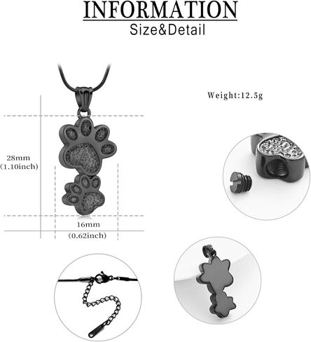 Paw Print Urn Necklace for Ashes Stainless Steel Double Dog paws print Cremation Jewelry for Ashes Urn Necklace Keepsake Jewelry for Pet/Dog's/Cat's Ashes Pendant Memorial Gifts for Man/Women in Saudi Arabia