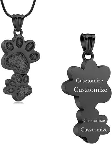 Paw Print Urn Necklace for Ashes Stainless Steel Double Dog paws print Cremation Jewelry for Ashes Urn Necklace Keepsake Jewelry for Pet/Dog's/Cat's Ashes Pendant Memorial Gifts for Man/Women in Saudi Arabia