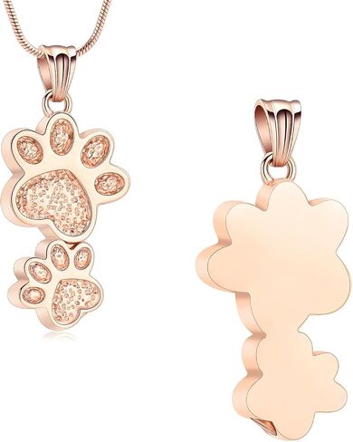 Paw Print Urn Necklace for Ashes Stainless Steel Double Dog paws print Cremation Jewelry for Ashes Urn Necklace Keepsake Jewelry for Pet/Dog's/Cat's Ashes Pendant Memorial Gifts for Man/Women in Saudi Arabia