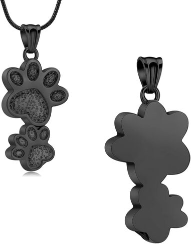 Paw Print Urn Necklace for Ashes Stainless Steel Double Dog paws print Cremation Jewelry for Ashes Urn Necklace Keepsake Jewelry for Pet/Dog's/Cat's Ashes Pendant Memorial Gifts for Man/Women in Saudi Arabia