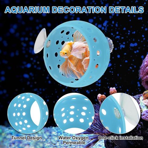 Betta Hideout Tunnel, Interactive Aquarium Decor, Aquarium Tunnel for Betta, Exciting Hiding Spot, Blue in Saudi Arabia