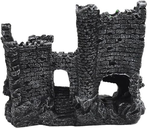 Fish Tank Castle, Aquarium Decoration with Realistic Texture, Resin Aquarium Castle with Caves & Tunnels, for Small Fish in Freshwater/Saltwater Tanks in Kuwait
