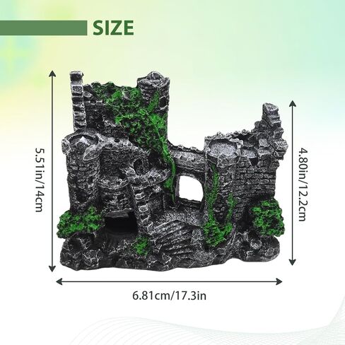 Fish Tank Castle, Aquarium Decoration with Realistic Texture, Resin Aquarium Castle with Caves & Tunnels, for Small Fish in Freshwater/Saltwater Tanks in Kuwait