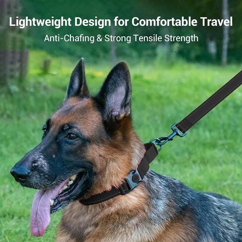 Reflective Nylon Dog Leash for All Breeds - Heavy-Duty Adjustable Lead with Padded Handle, Night Safety for Small/Large Dogs (4ft, Black) in Kuwait