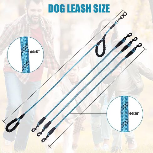 Exceptional 360 Anti-Tangle & No Pull Three Dog Leash - Three Handle & Reflective for Safety & Convenience - Pink, 3 Way for Small & Medium Dogs (Blue 3 Way) in Saudi Arabia