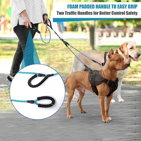 Exceptional 360 Anti-Tangle & No Pull Three Dog Leash - Three Handle & Reflective for Safety & Convenience - Pink, 3 Way for Small & Medium Dogs (Blue 3 Way) in Saudi Arabia