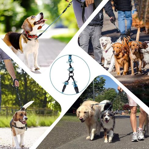 Exceptional 360 Anti-Tangle & No Pull Three Dog Leash - Three Handle & Reflective for Safety & Convenience - Pink, 3 Way for Small & Medium Dogs (Blue 3 Way) in Saudi Arabia