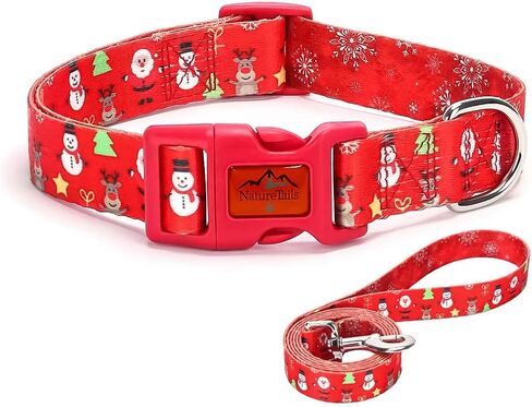 Christmas Dog Collar and Leash Set - Premium Adjustable Dog Collar for Small Medium Large and Extra Large Dogs (Medium) in Saudi Arabia