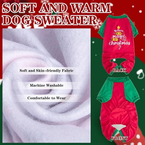 EXPAWLORER Christmas Dog Pajamas for Medium Large Dogs,Soft Dog Christmas Outfit Clothes,Xmas Pet Sweater Puppy Winter Jumpsuit Holiday Costume PJS with Cute Pattern in Saudi Arabia