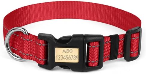 Reflective Adjustable Safety Nylon Dog Collar with Buckle for Medium Dogs,Purple M in Saudi Arabia