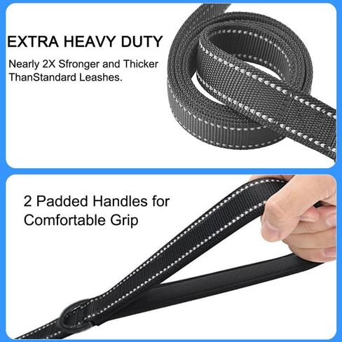 Dog Training Leash, Double Handle Dog Leash 6ft Long,Padded 2 Handle Reflective Training Leash for Small Medium Large Dogs in Saudi Arabia