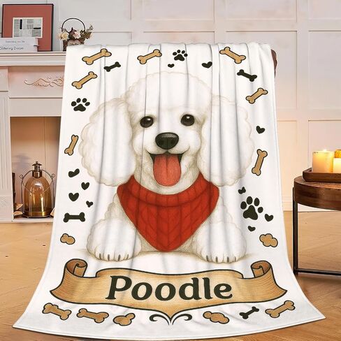 Poodle Blanket Poodle Gifts for Women Girls Cute Dog Throw Blanket for Dog Lovers Soft Flannel Cozy Fleece Fuzzy Plush Warm Bedding Stuff for Kids Adults 40 x 50 Inch in Saudi Arabia