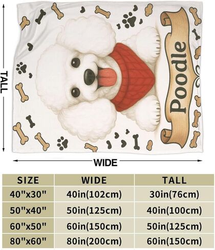 Poodle Blanket Poodle Gifts for Women Girls Cute Dog Throw Blanket for Dog Lovers Soft Flannel Cozy Fleece Fuzzy Plush Warm Bedding Stuff for Kids Adults 40 x 50 Inch in Saudi Arabia