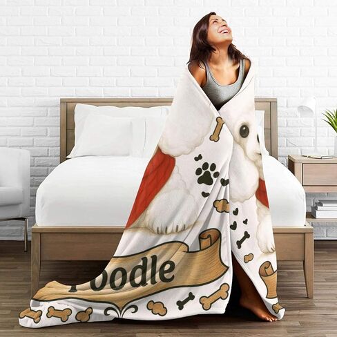 Poodle Blanket Poodle Gifts for Women Girls Cute Dog Throw Blanket for Dog Lovers Soft Flannel Cozy Fleece Fuzzy Plush Warm Bedding Stuff for Kids Adults 40 x 50 Inch in Saudi Arabia
