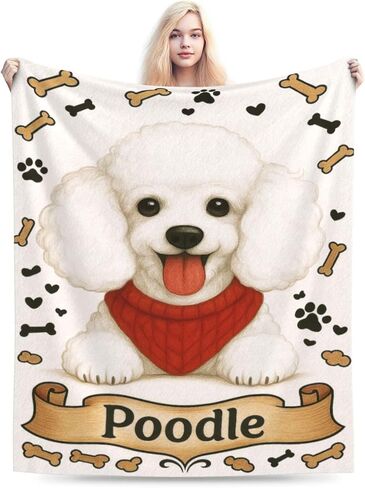 Poodle Blanket Poodle Gifts for Women Girls Cute Dog Throw Blanket for Dog Lovers Soft Flannel Cozy Fleece Fuzzy Plush Warm Bedding Stuff for Kids Adults 40 x 50 Inch in Saudi Arabia