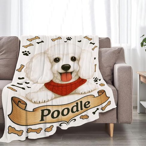 Poodle Blanket Poodle Gifts for Women Girls Cute Dog Throw Blanket for Dog Lovers Soft Flannel Cozy Fleece Fuzzy Plush Warm Bedding Stuff for Kids Adults 40 x 50 Inch in Saudi Arabia