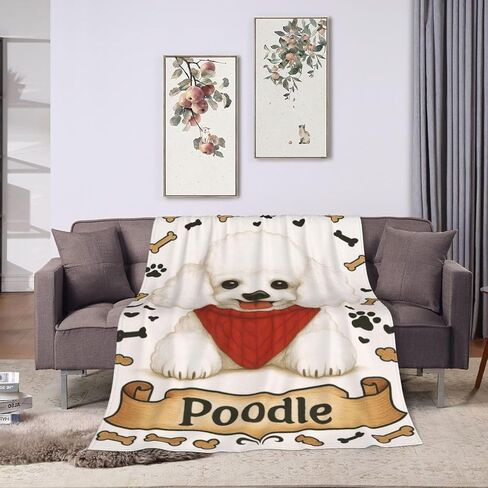 Poodle Blanket Poodle Gifts for Women Girls Cute Dog Throw Blanket for Dog Lovers Soft Flannel Cozy Fleece Fuzzy Plush Warm Bedding Stuff for Kids Adults 40 x 50 Inch in Saudi Arabia