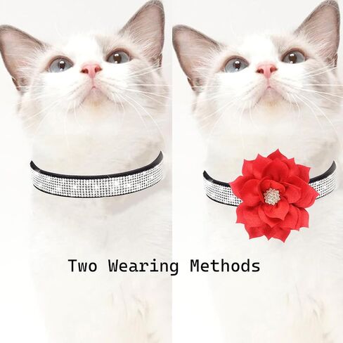 Rhinestone Small Dog Collar with Flower for Girl Female, Pink Dog Collars for Small Dogs, Bling Cat Collar (Pink, S) in Saudi Arabia