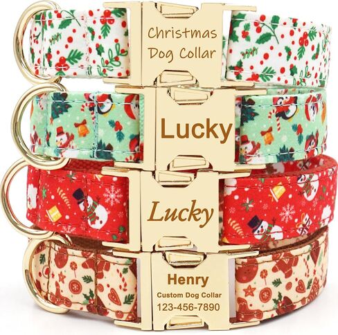 Custom Dog Collar with Name, Optional Dog Leash Airtag Holder and Bow Tie,Personalized Dog Collars for Small Medium Large Dogs,Cute Collar for Male Female Dogs (Christmas-Series) in Saudi Arabia