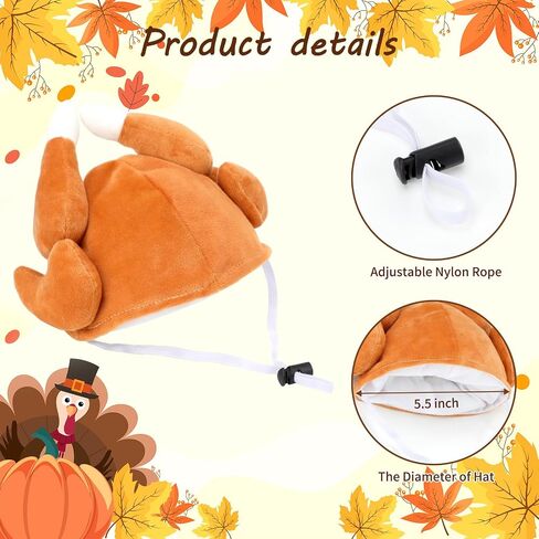 Rypet Thanksgiving Turkey Drumstick Hat for Dog, Pet Halloween Thanksgiving Costumes Dog Drumstick Hat, Turkey Headgear Party Cosplay Accessories for Medium and Large Dogs in Saudi Arabia