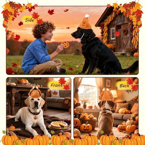 Rypet Thanksgiving Turkey Drumstick Hat for Dog, Pet Halloween Thanksgiving Costumes Dog Drumstick Hat, Turkey Headgear Party Cosplay Accessories for Medium and Large Dogs in Saudi Arabia