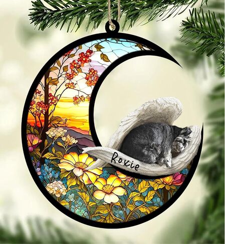 Personalized Dog Memorial Suncatcher, Basset Hound Christmas Ornament, Remembrance Pet Loss, Custom Memorial Gifts for Loss of Dog, Basset Hound Bereavement Gifts Pet Sleep On Haven in Saudi Arabia