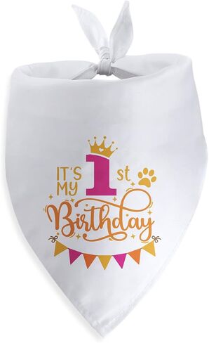 It's My 1st Birthday Dog Bandana Happy 1st Birthday Pet Triangle Scarf for Large Medium Small Dogs One Year Old Gifts Photo Prop Pet Scarf Accessories Christmas Puppy Gifts in Kuwait
