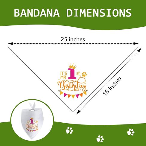 It's My 1st Birthday Dog Bandana Happy 1st Birthday Pet Triangle Scarf for Large Medium Small Dogs One Year Old Gifts Photo Prop Pet Scarf Accessories Christmas Puppy Gifts in Kuwait