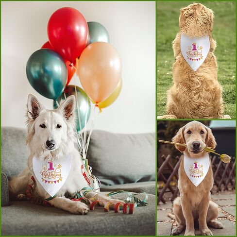 It's My 1st Birthday Dog Bandana Happy 1st Birthday Pet Triangle Scarf for Large Medium Small Dogs One Year Old Gifts Photo Prop Pet Scarf Accessories Christmas Puppy Gifts in Kuwait