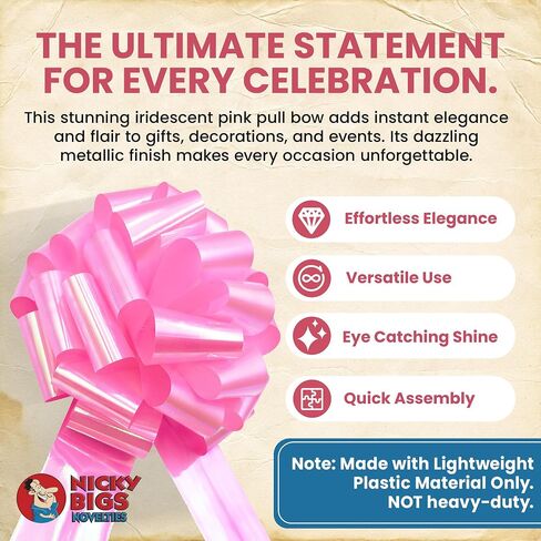Nicky Bigs Novelties Pink Big Bow for Presents, 14in Pull String for Gifts in Kuwait
