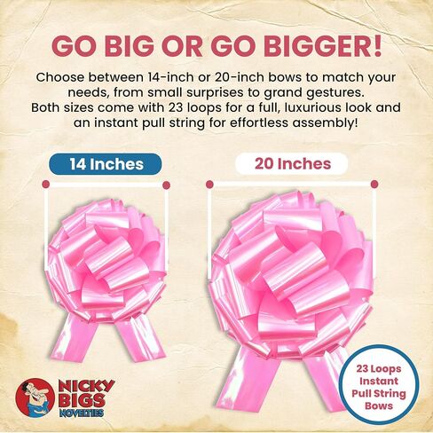 Nicky Bigs Novelties Pink Big Bow for Presents, 14in Pull String for Gifts in Kuwait