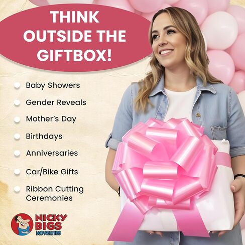 Nicky Bigs Novelties Pink Big Bow for Presents, 14in Pull String for Gifts in Kuwait
