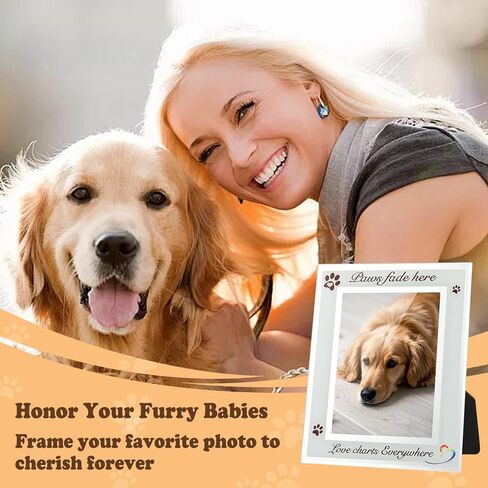 Dog Picture Frame Memorial Gifts, 5x7 Photo Frame for Pet Passing Away Gift, Glass Panel, Loss of Cat, Sympathy, Remembrance, Memory, Paw Print Gift Packaging, Keepsake Card in Saudi Arabia