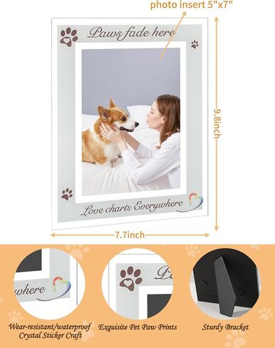 Dog Picture Frame Memorial Gifts, 5x7 Photo Frame for Pet Passing Away Gift, Glass Panel, Loss of Cat, Sympathy, Remembrance, Memory, Paw Print Gift Packaging, Keepsake Card in Saudi Arabia