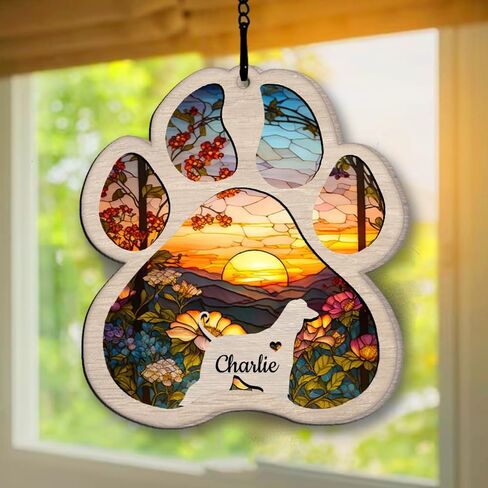 Personalized Saint Bernard Suncatcher Dog Memorial Gifts, Custom Saint Bernard Ornament Christmas Tree, Pet Remembrance Gift, Loss of Dog Sympathy Gift, Pets Memorial Ornament, Pet Loss Suncatcher in Saudi Arabia