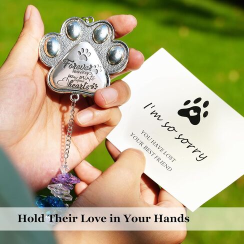 Pet Loss Sympathy Gift, Memorial Gifts for Dogs Passing Away Pet Remembrance Gift Dog Cat, Exquisite Paw Print Suncatcher 【Sturdy & No Scratches】 in Saudi Arabia