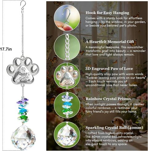 Pet Loss Sympathy Gift, Memorial Gifts for Dogs Passing Away Pet Remembrance Gift Dog Cat, Exquisite Paw Print Suncatcher 【Sturdy & No Scratches】 in Saudi Arabia