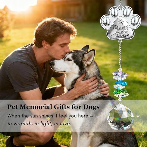 Pet Loss Sympathy Gift, Memorial Gifts for Dogs Passing Away Pet Remembrance Gift Dog Cat, Exquisite Paw Print Suncatcher 【Sturdy & No Scratches】 in Saudi Arabia