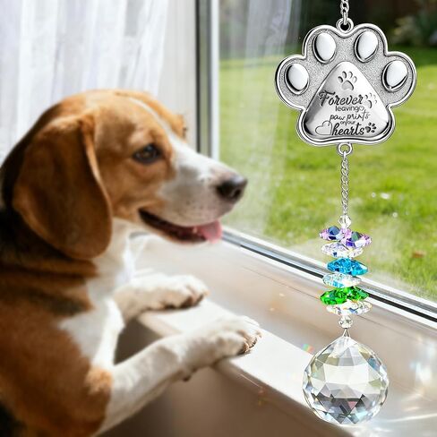 Pet Loss Sympathy Gift, Memorial Gifts for Dogs Passing Away Pet Remembrance Gift Dog Cat, Exquisite Paw Print Suncatcher 【Sturdy & No Scratches】 in Saudi Arabia