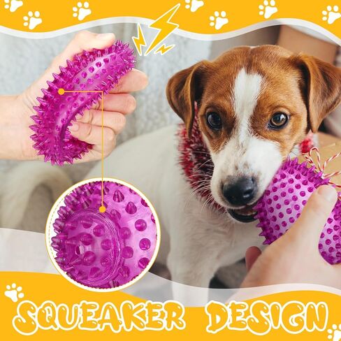 6 Pcs 4.5'' Spiky Squeaker Colorful Football Dog Toys for Medium Large Dogs Toys Heavy Duty Rubber Chew Toy for Aggressive Chewers Spiky Ball Fetch Toy for Training Clean Teeth Outdoor in Saudi Arabia