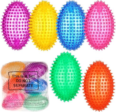 6 Pcs 4.5'' Spiky Squeaker Colorful Football Dog Toys for Medium Large Dogs Toys Heavy Duty Rubber Chew Toy for Aggressive Chewers Spiky Ball Fetch Toy for Training Clean Teeth Outdoor in Saudi Arabia