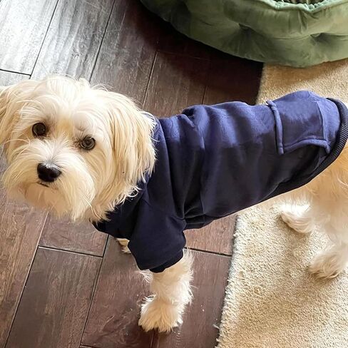 Winter Dog Hoodie Sweatshirts with Pockets Warm Dog Clothes for Small Dogs Chihuahua Coat Clothing Puppy Cat Custume (Navy, Small) (Large) in Saudi Arabia