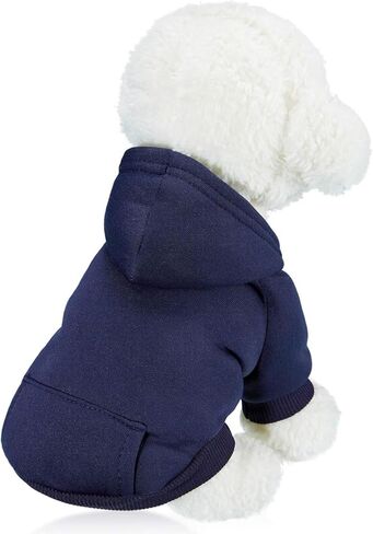 Winter Dog Hoodie Sweatshirts with Pockets Warm Dog Clothes for Small Dogs Chihuahua Coat Clothing Puppy Cat Custume (Navy, Small) (Large) in Saudi Arabia