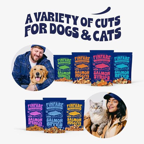Finfare Freeze Dried Salmon Skin Treats for Dogs, Protein & Omega-3s, Grain Free Salmon Dog Training Treats, Crafted in USA, Bites - 2oz in Saudi Arabia