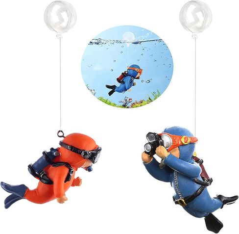 2Pcs Floating Fish Tank Decorations Little Diver Aquarium Decoration for Fish Tank Suitable for All Kinds of Fish Tanks Swimming Pool in Saudi Arabia