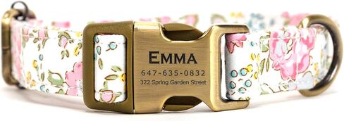 Personalized Dog Collar with Name and Phone Number Engraved,Adjustable Custom Puppy Collar,Organic Cotton Pet Collar for Small Medium Large Boy Girl Dogs in Saudi Arabia